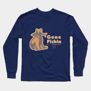 Gone Fishin Bear Long Sleeve T-Shirt
